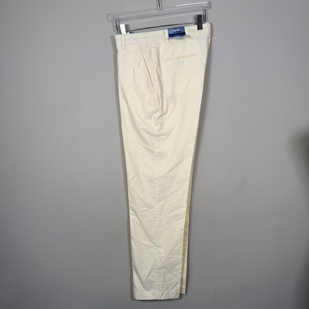 Izod NWT Oxford Butter Yellow 100% Cotton Flat Front Slacks Size 16R